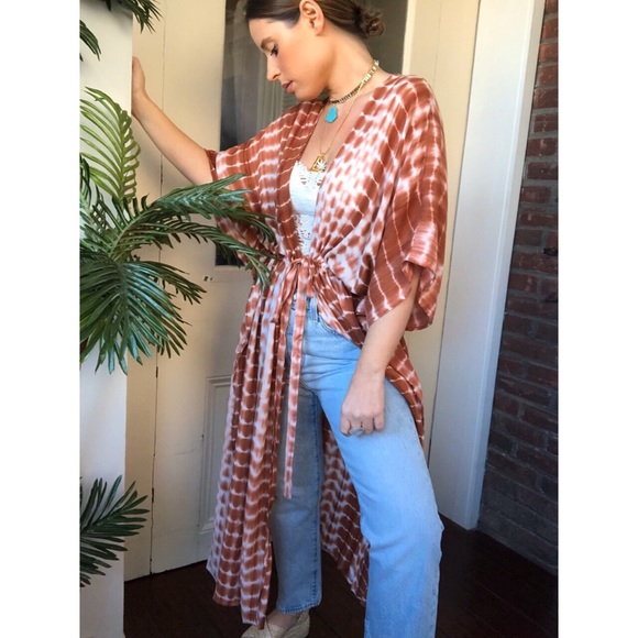 Last 1 ✨SHARA Tie Dye Kimono - Rust - Picture 4 of 8